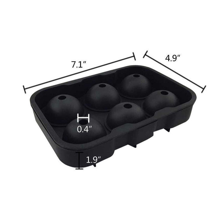 Εικόνα για Παγοθήκη Σφαίρα από Σιλικόνη 6 Θέσεων με Καπάκι Μαύρη