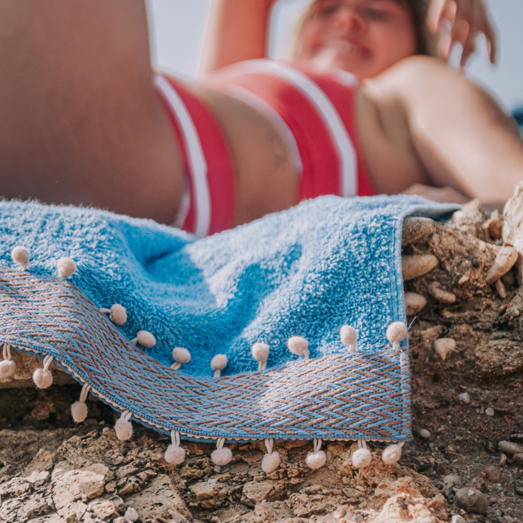 Εικόνα για Πετσέτα Θαλάσσης Herringbone Blue Μπλε Πετσέτα Θαλάσσης 80x160