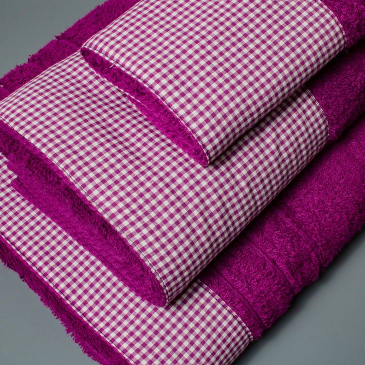 Εικόνα για Σετ Βαμβακερές Πετσέτες Gingham Μωβ