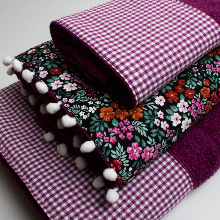 Εικόνα για Σετ Βαμβακερές Πετσέτες Gingham Multi Μωβ
