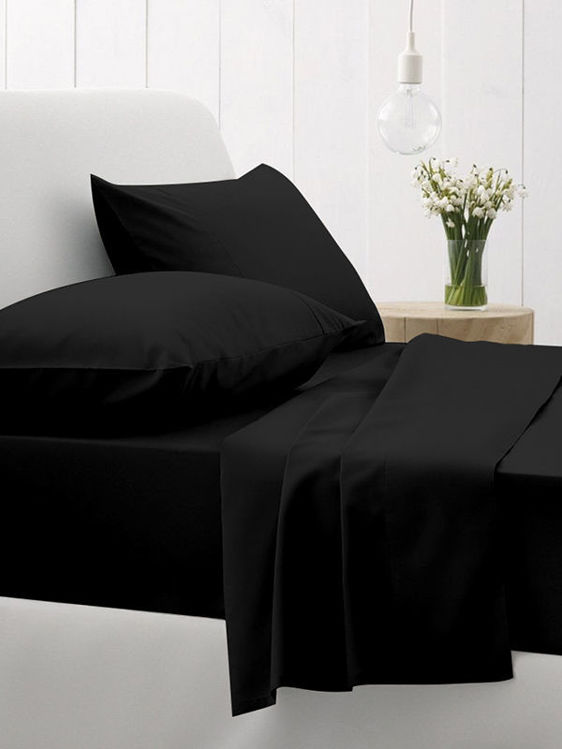 Εικόνα για Σετ Σεντόνια Cotton Feelings 111 Black Διπλό με λάστιχο (150x205+30)