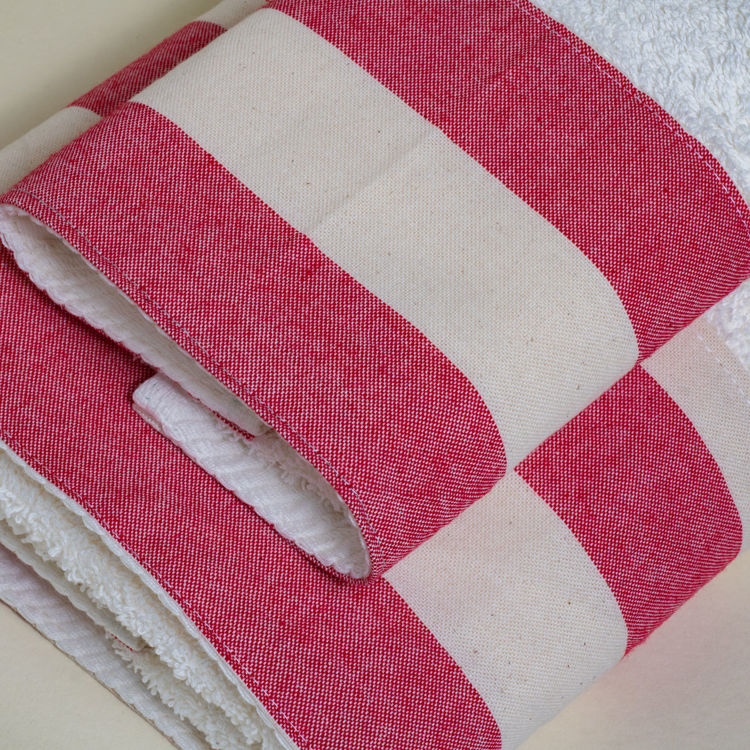 Εικόνα για Βαμβακερή Χειροποίητη Πετσέτα Marine Stripe Red ΛευκήΠετσέτα Μπάνιου 80x150
