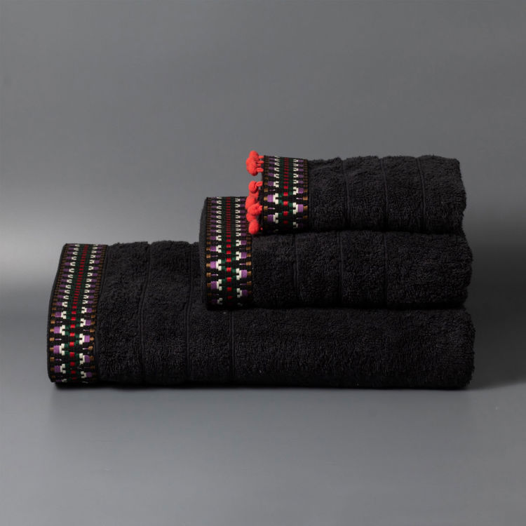 Εικόνα για Σετ Βαμβακερές Χειροποίητες Πετσέτες Enye Μαύρες