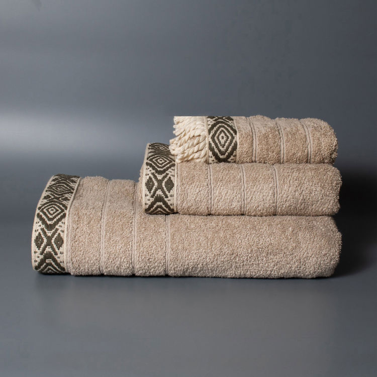 Εικόνα για Σετ Βαμβακερές Χειροποίητες Πετσέτες Fern Μπεζ