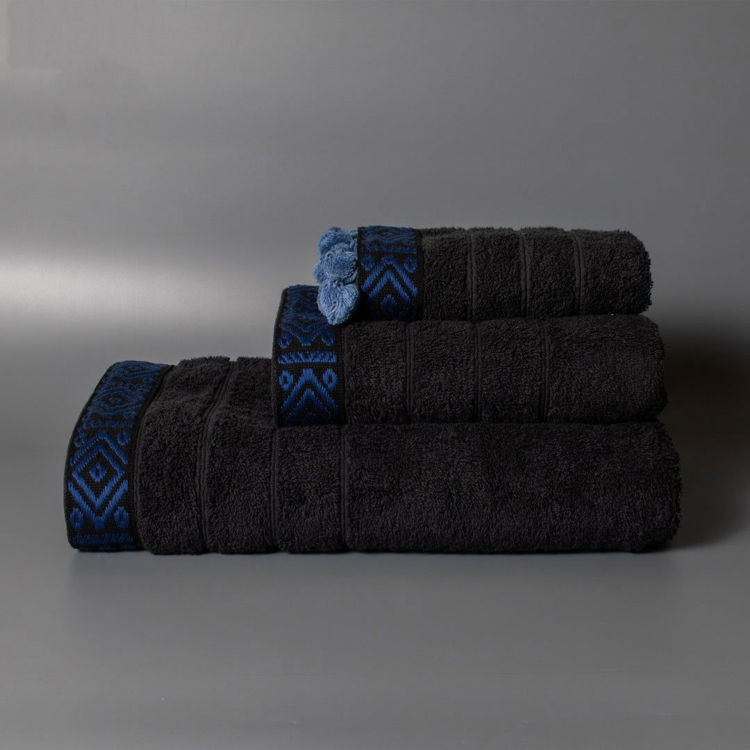 Εικόνα για Σετ Βαμβακερές Χειροποίητες Πετσέτες Marigold Μαύρες