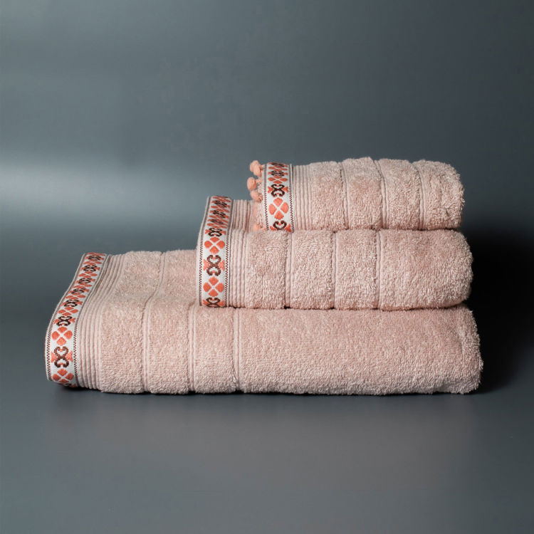 Εικόνα για Σετ Βαμβακερές Χειροποίητες Πετσέτες Thistle Ροζ