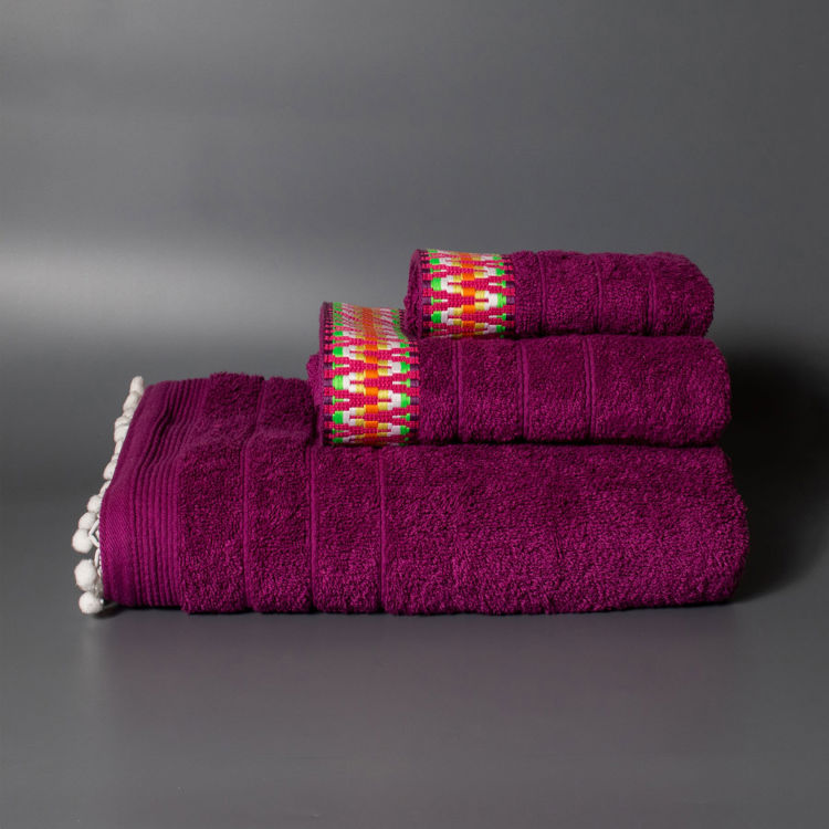 Εικόνα για Σετ Βαμβακερές Χειροποίητες Πετσέτες Meadow Φούξια